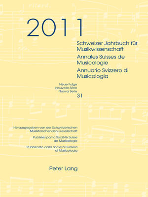 cover image of Schweizer Jahrbuch fuer Musikwissenschaft- Annales Suisses de Musicologie- Annuario Svizzero di Musicologia
